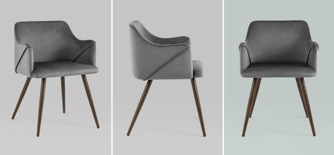 Стул Monarch Chair Серый Велюр