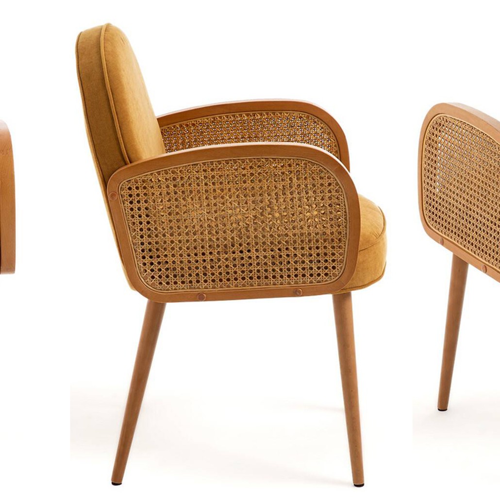 Стул Morten Wicker Mustard Chair