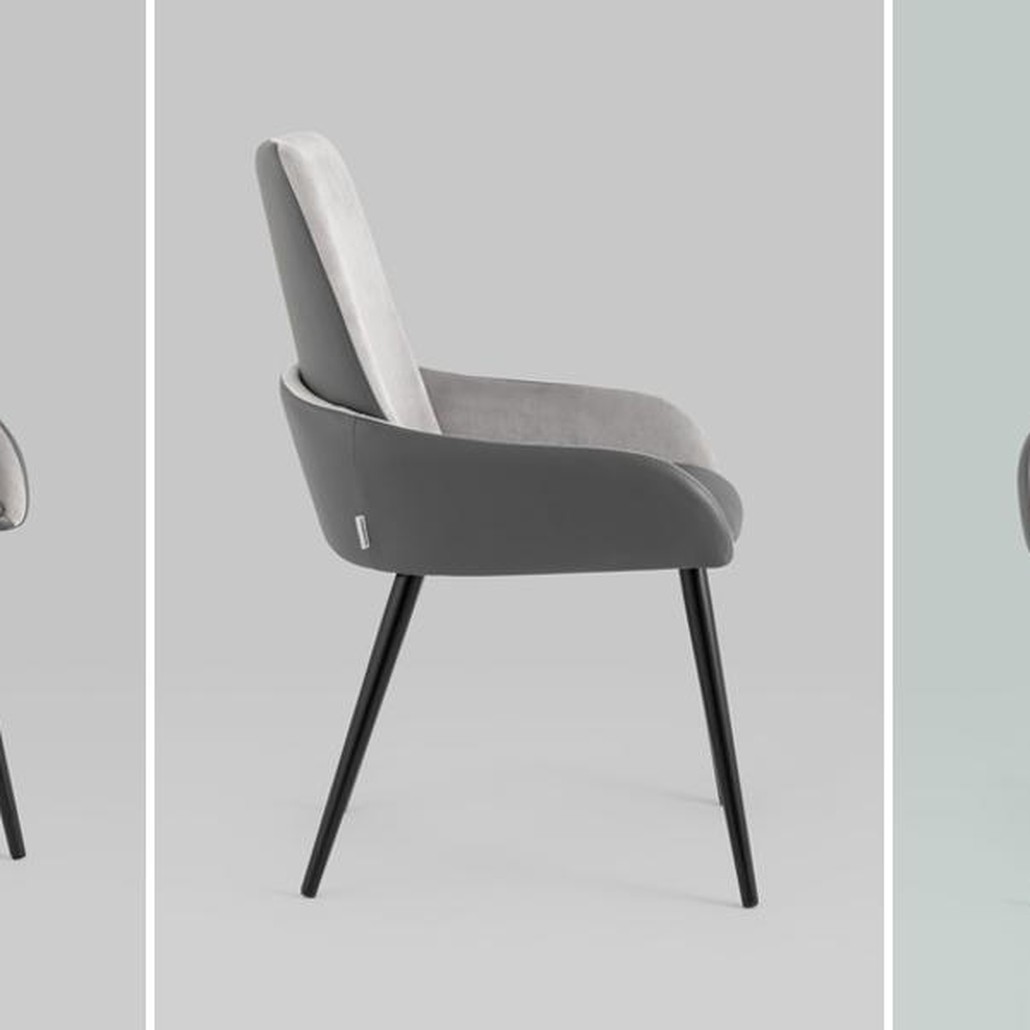 Стул Munchen Chair Серая Экокожа Серый Велюр