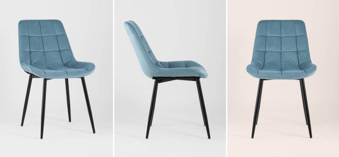 Стул NANCY Chair Голубой Велюр