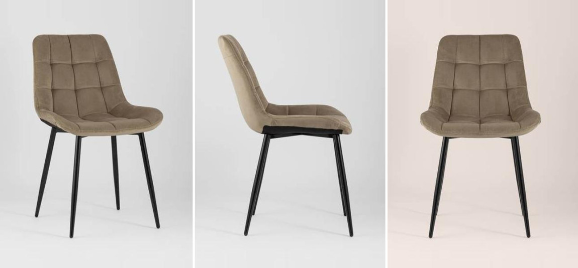 Стул NANCY Chair Коричневый Велюр Черные ножки