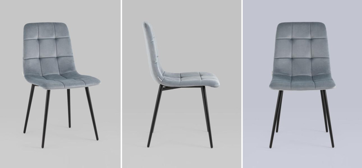 Стул NANCY Chair Серо-Голубой Велюр