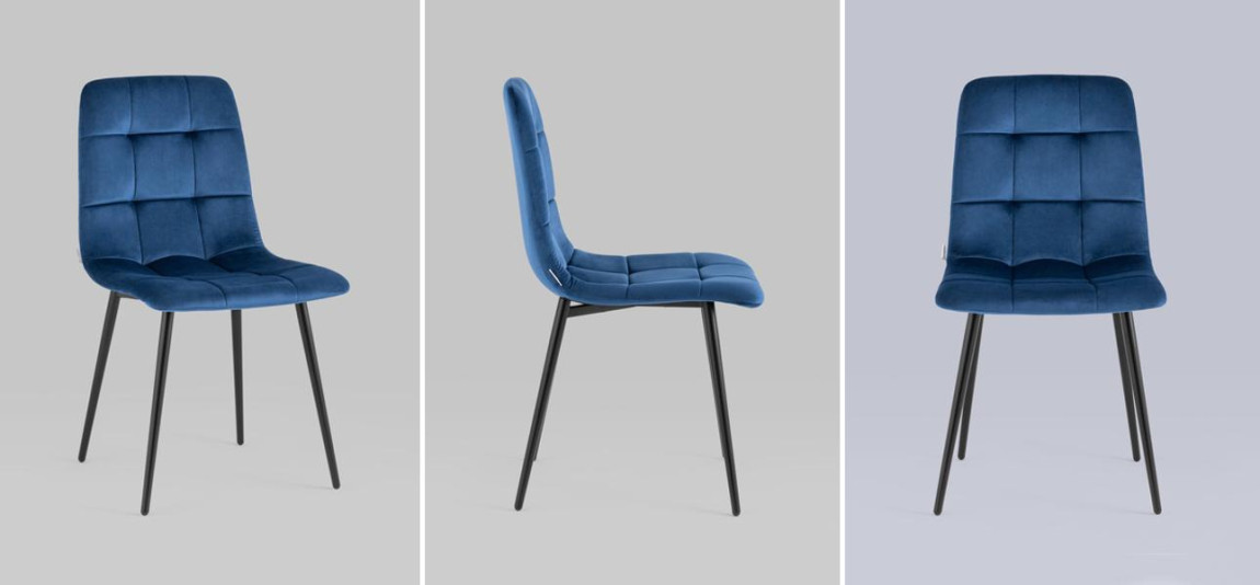 Стул NANCY Chair Синий Велюр