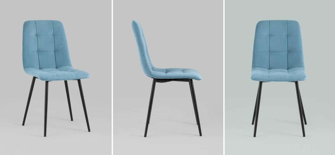 Стул NANCY S-2 Chair Голубой Велюр