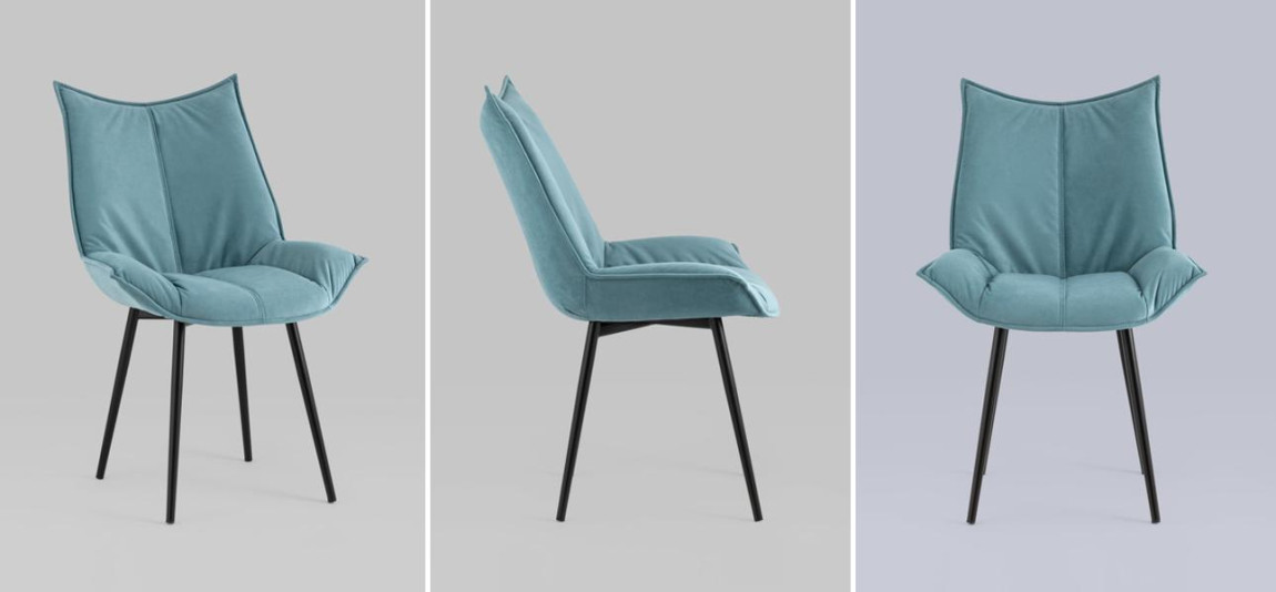 Стул Oslo Chair Голубой Велюр