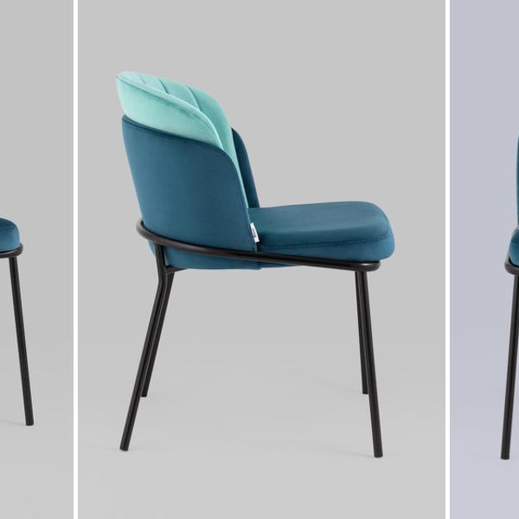 Стул Penelope Chair Бюрюзовый Велюр Металлические Ножки