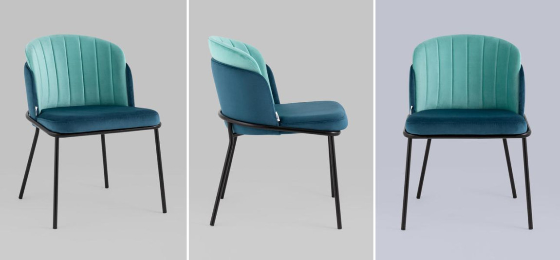 Стул Penelope Chair Бюрюзовый Велюр Металлические Ножки