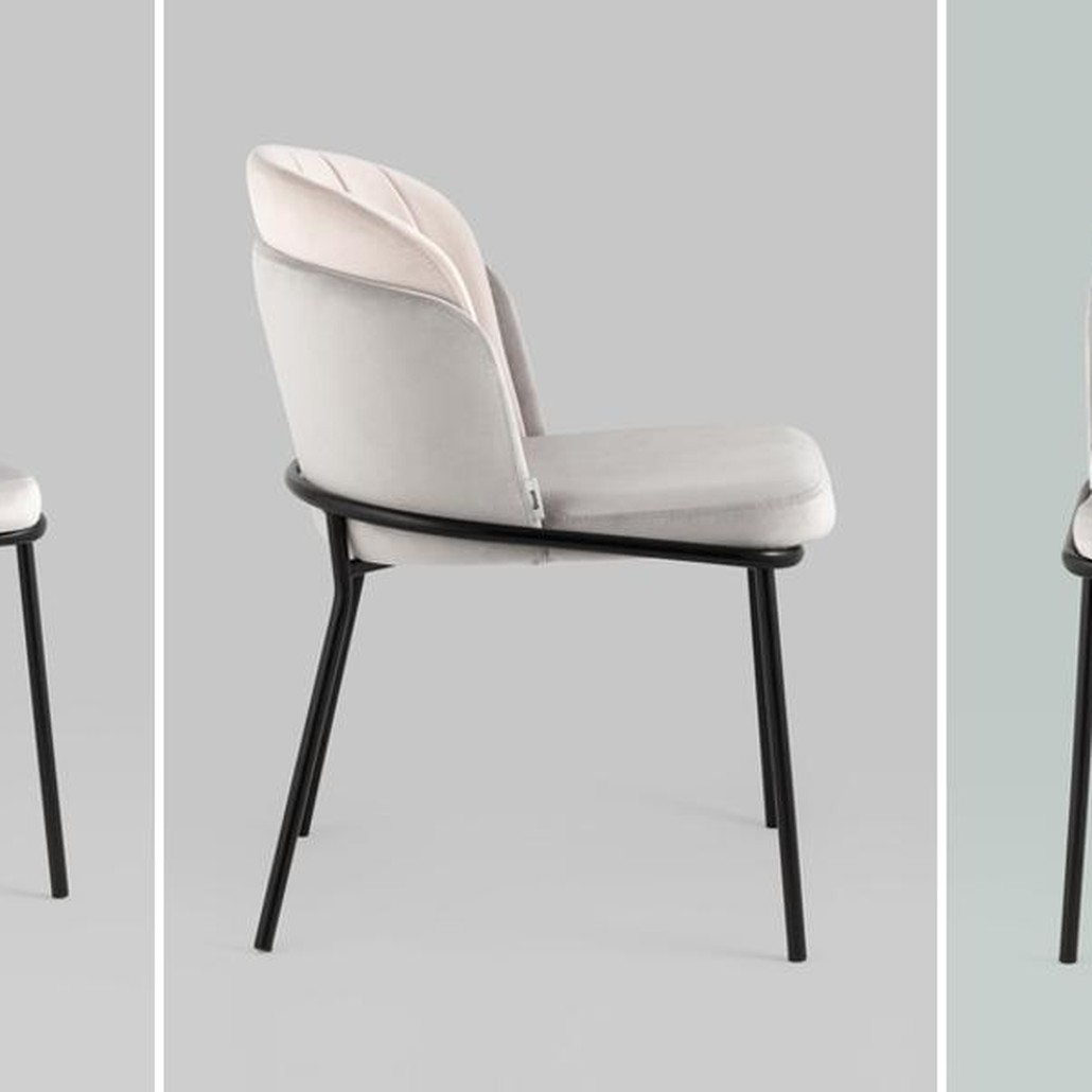 Стул Penelope Chair Металлические Ножки Светло-Розовый велюр
