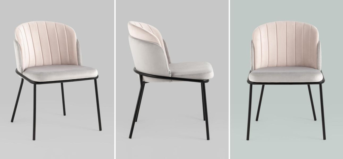 Стул Penelope Chair Металлические Ножки Светло-Розовый велюр