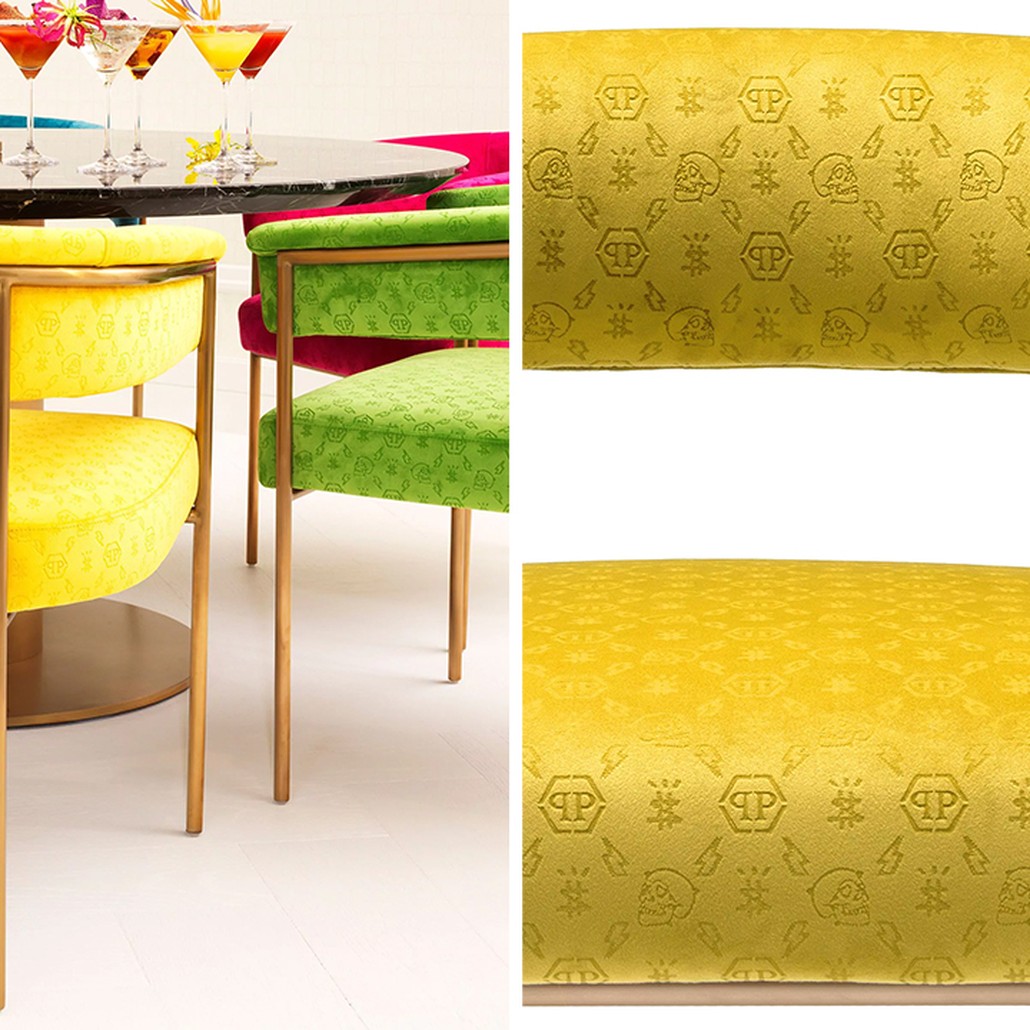 Стул Philipp Plein Dining Chair Monogram Жёлтый
