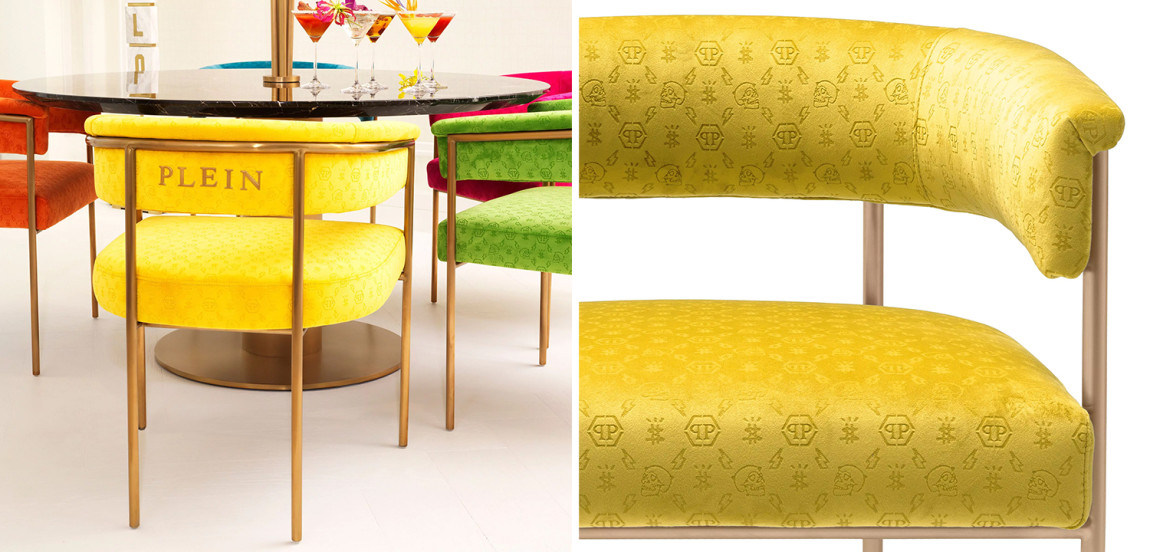 Стул Philipp Plein Dining Chair Monogram Жёлтый