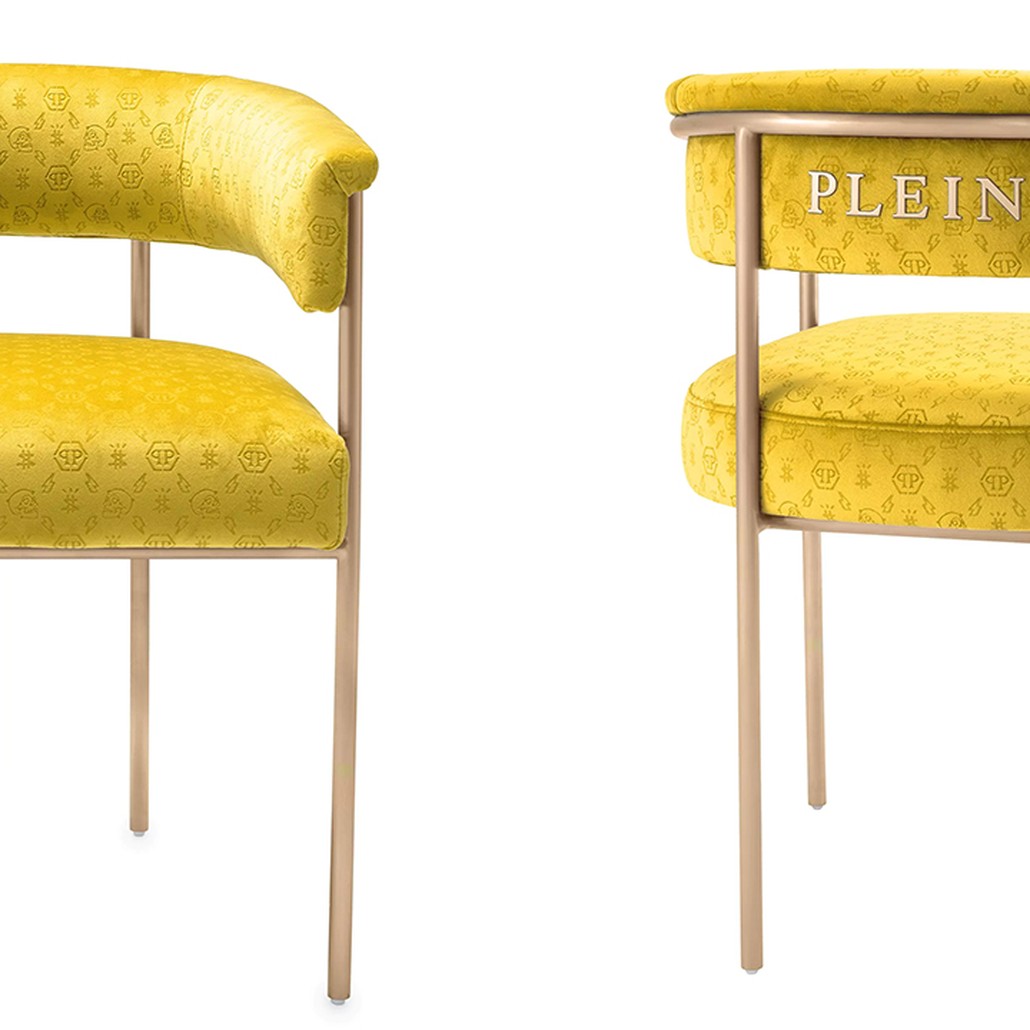 Стул Philipp Plein Dining Chair Monogram Жёлтый