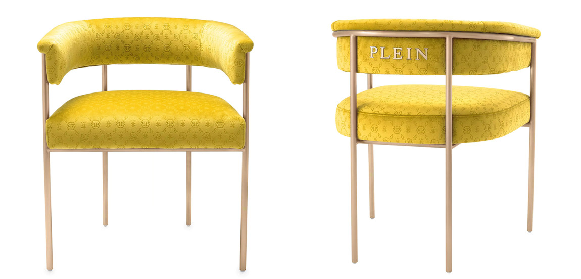 Стул Philipp Plein Dining Chair Monogram Жёлтый