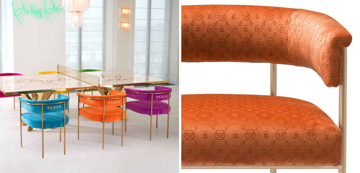 Стул Philipp Plein Dining Chair Monogram Оранжевый