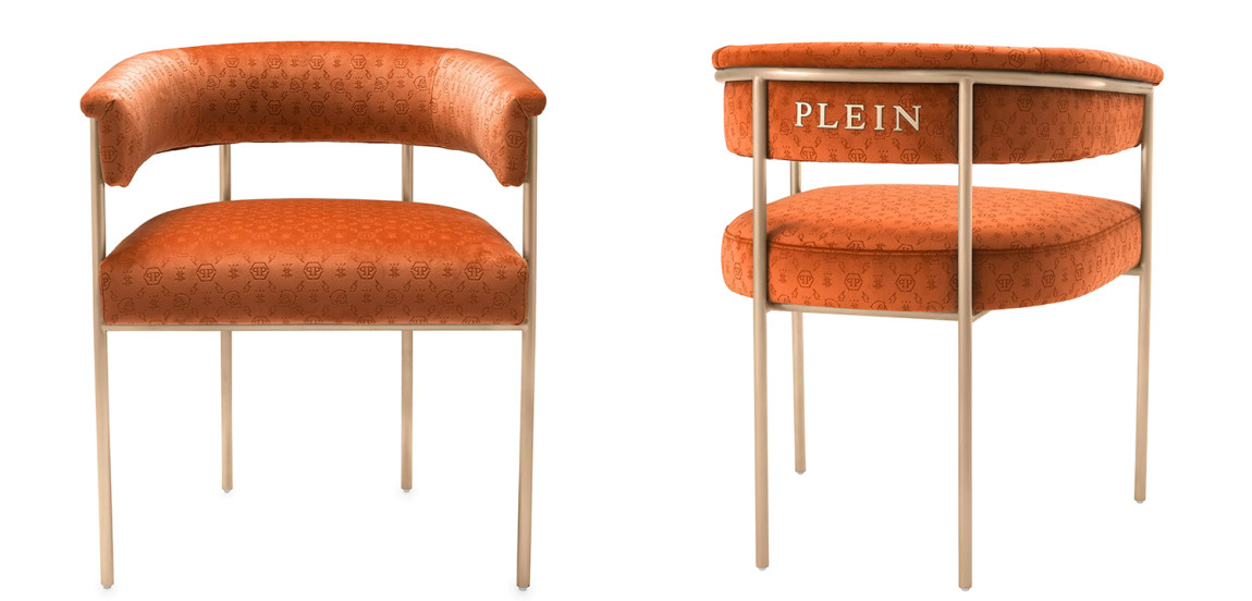 Стул Philipp Plein Dining Chair Monogram Оранжевый