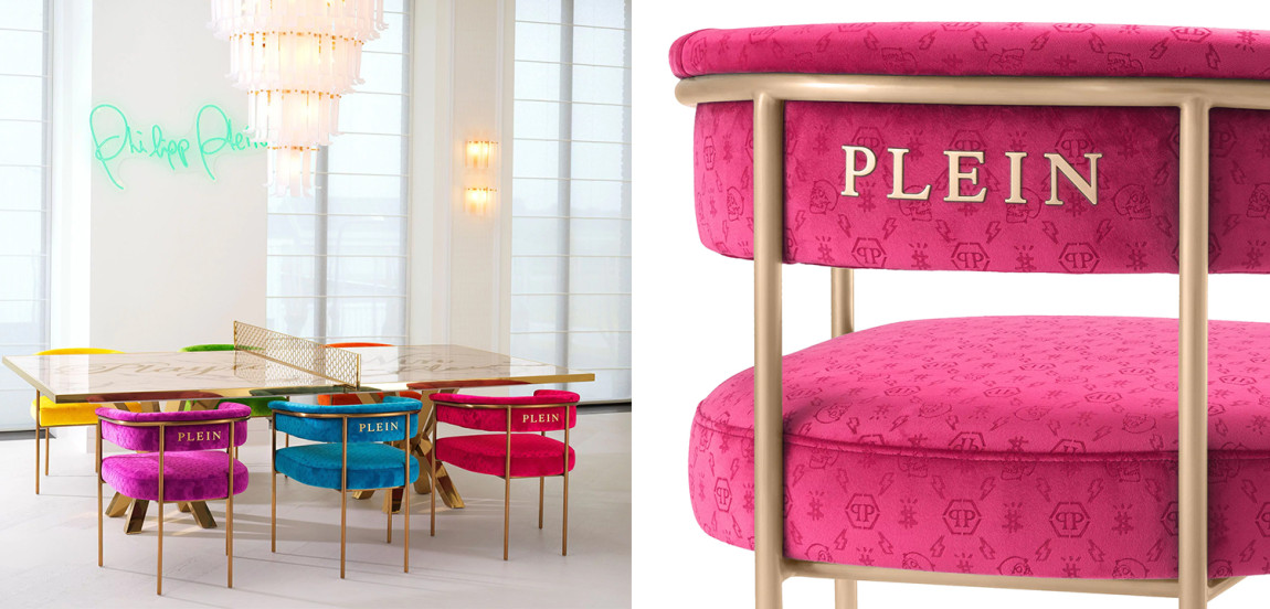 Стул Philipp Plein Dining Chair Monogram Розовый