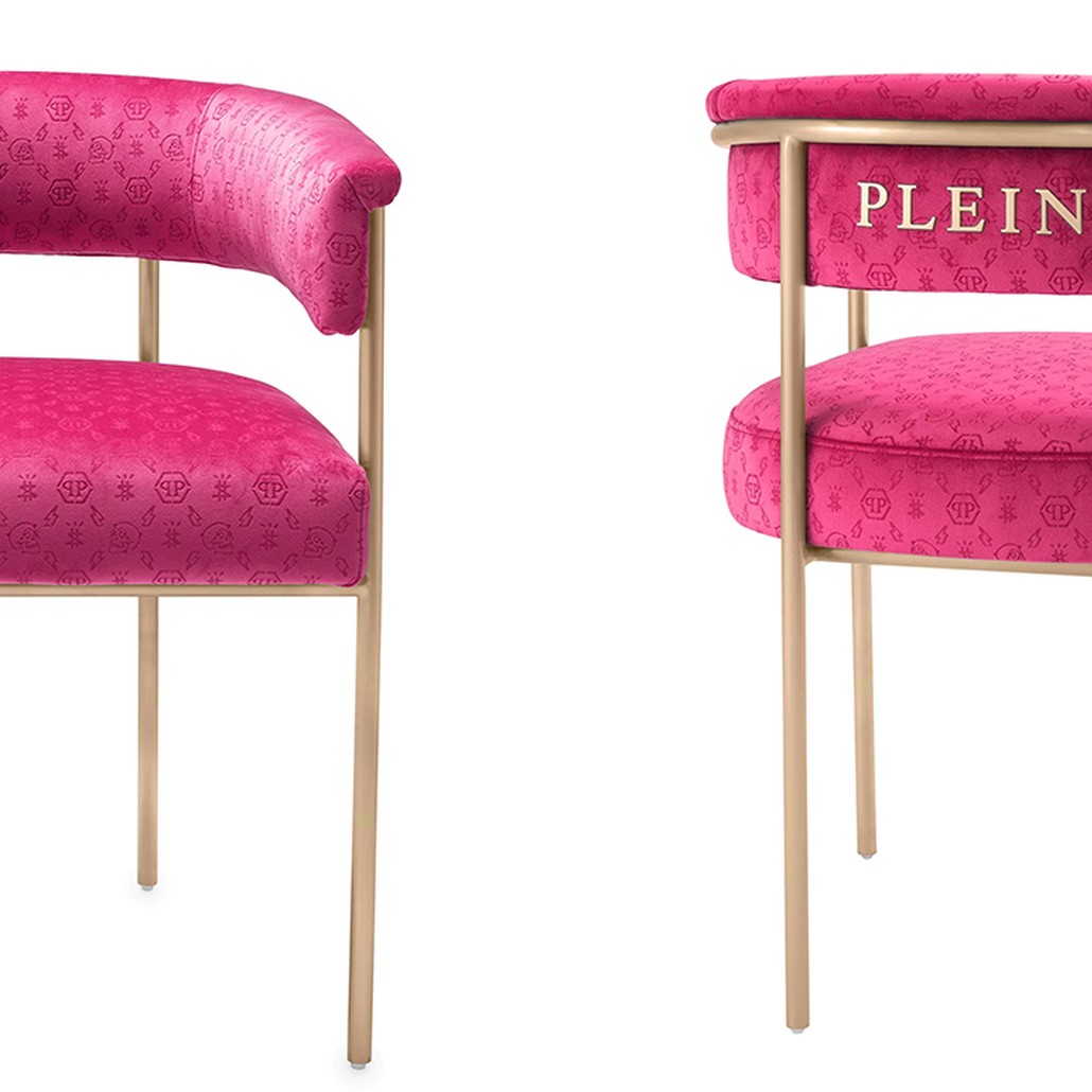 Стул Philipp Plein Dining Chair Monogram Розовый