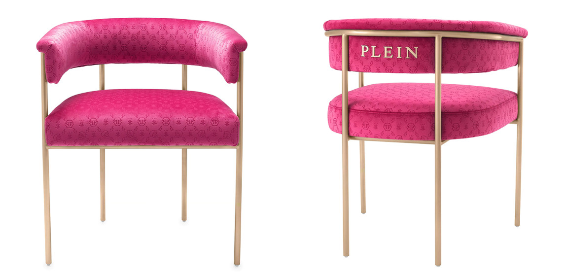 Стул Philipp Plein Dining Chair Monogram Розовый