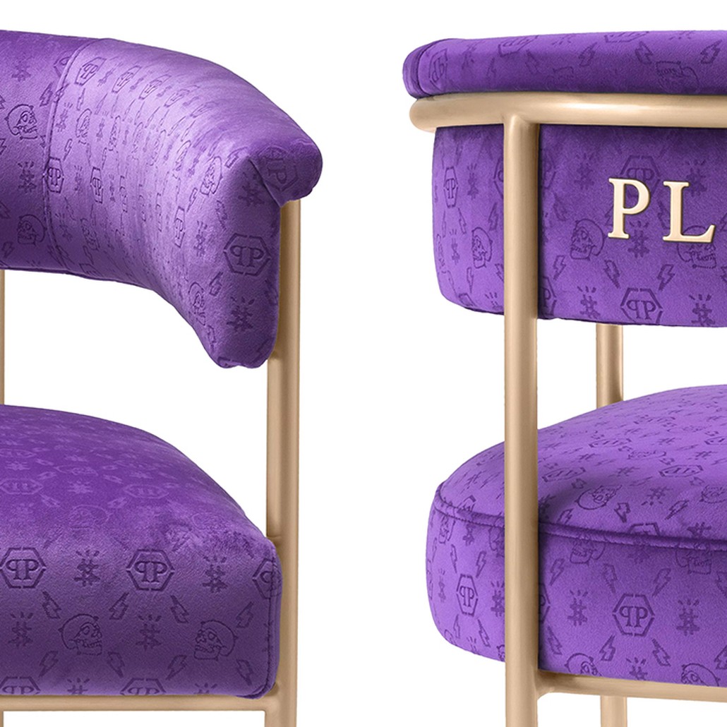 Стул Philipp Plein Dining Chair Monogram Фиолетовый