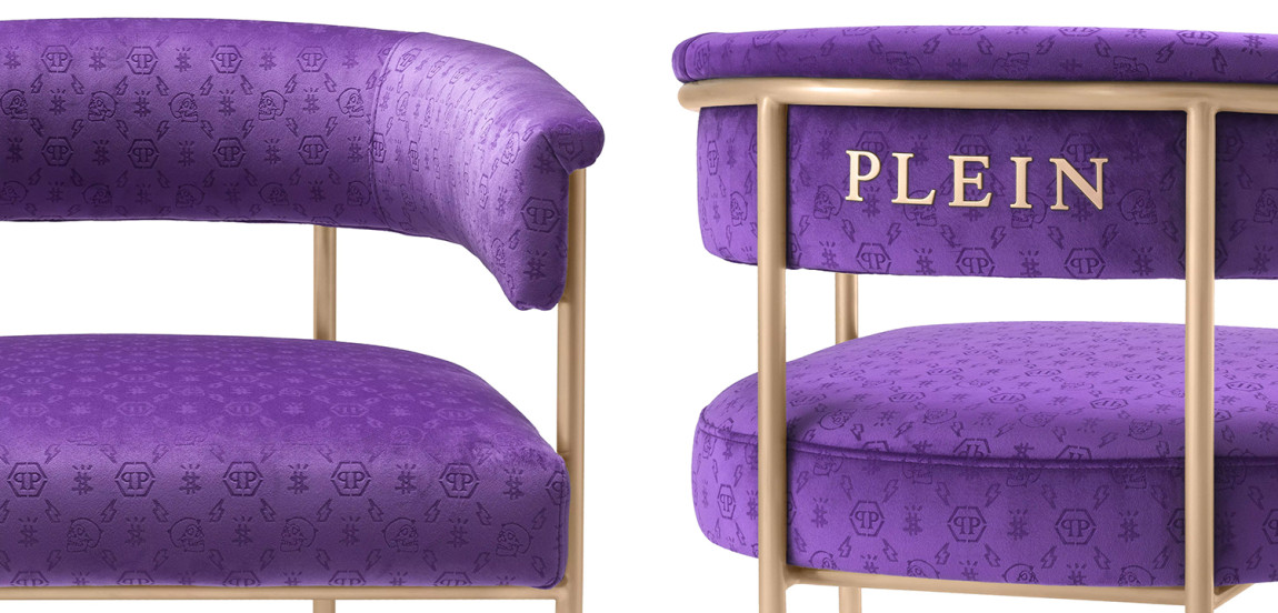 Стул Philipp Plein Dining Chair Monogram Фиолетовый