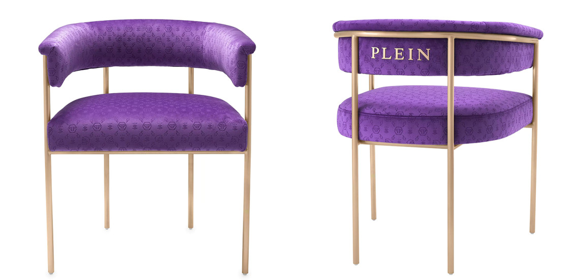 Стул Philipp Plein Dining Chair Monogram Фиолетовый