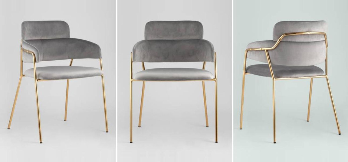 Стул Polina chair Светло-Серый Велюр