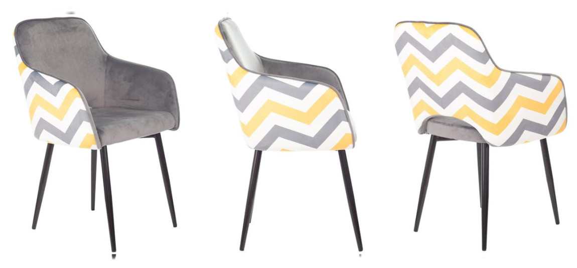 Стул SHARRON Chair Серый и Желтый Зигзаг