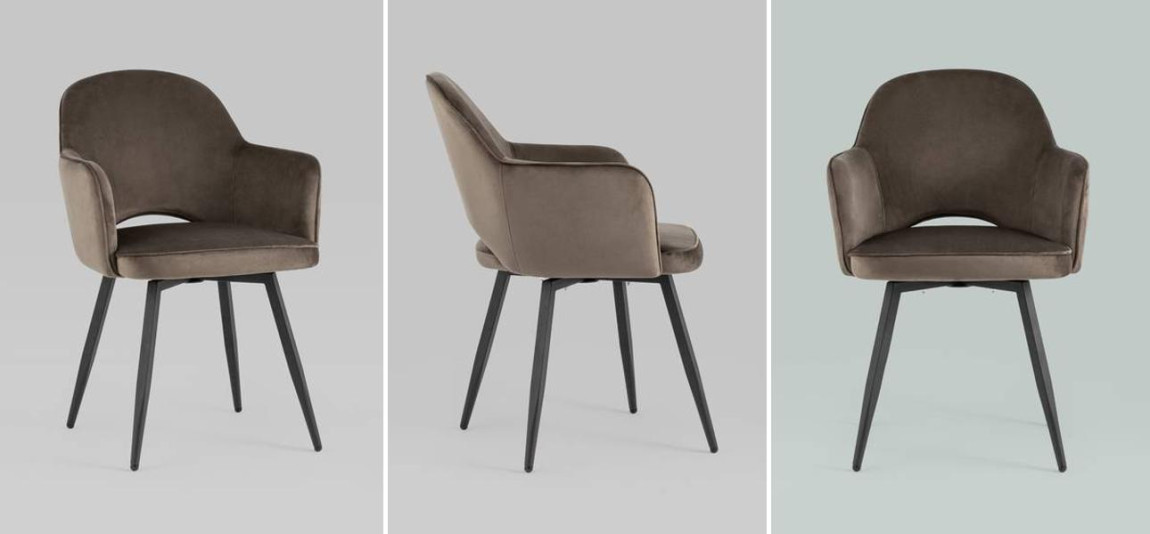 Стул SHARRON Вращающийся Коричневый Велюр