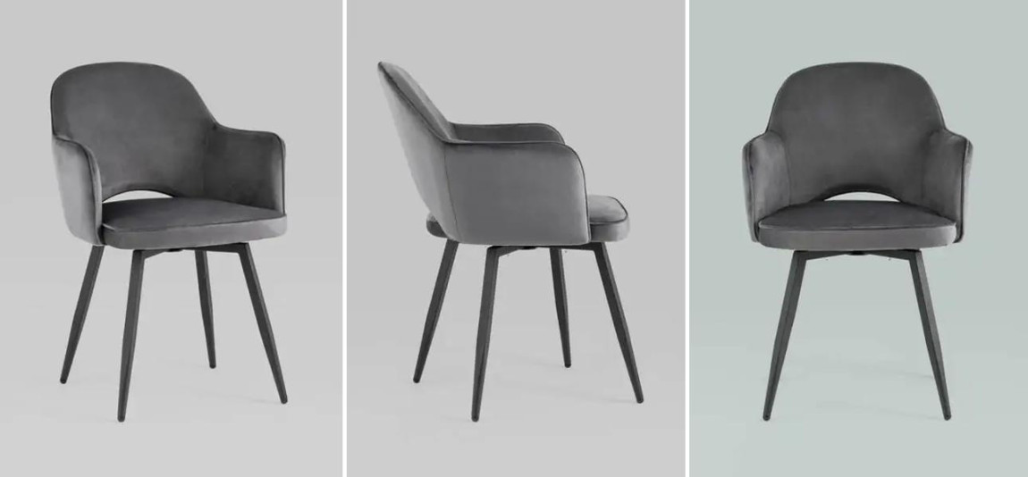 Стул SHARRON Вращающийся Серый Велюр