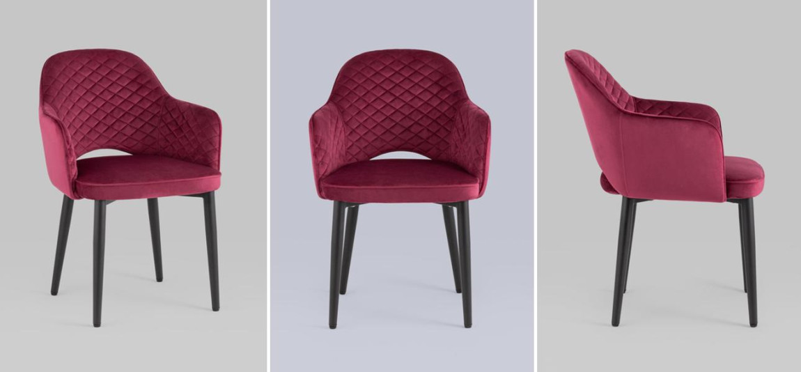 Стул SHARRON ромбы Велюр Фуксия