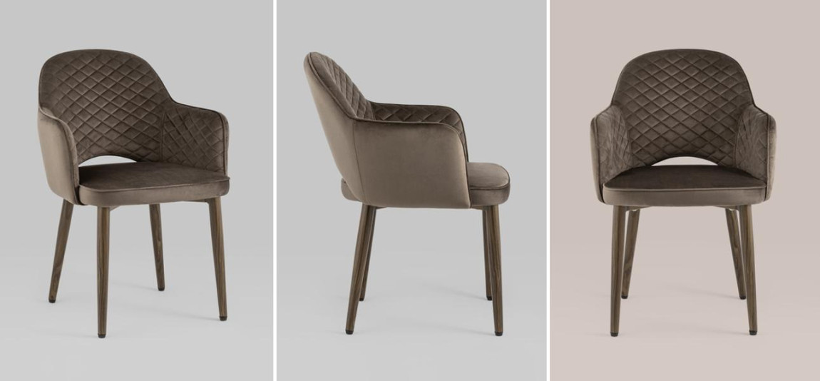 Стул SHARRON ромбы Коричневый Велюр