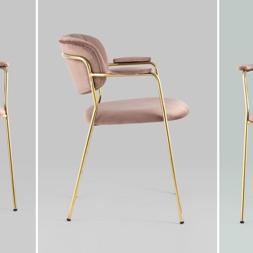 Стул Singer Chair Золотой Металл Пыльная Роза