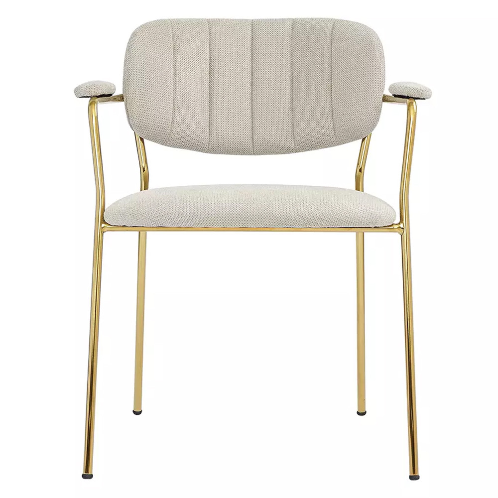 Стул Singer Chair с подлокотниками серый на золотистых ножках