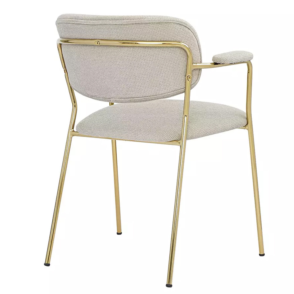 Стул Singer Chair с подлокотниками серый на золотистых ножках