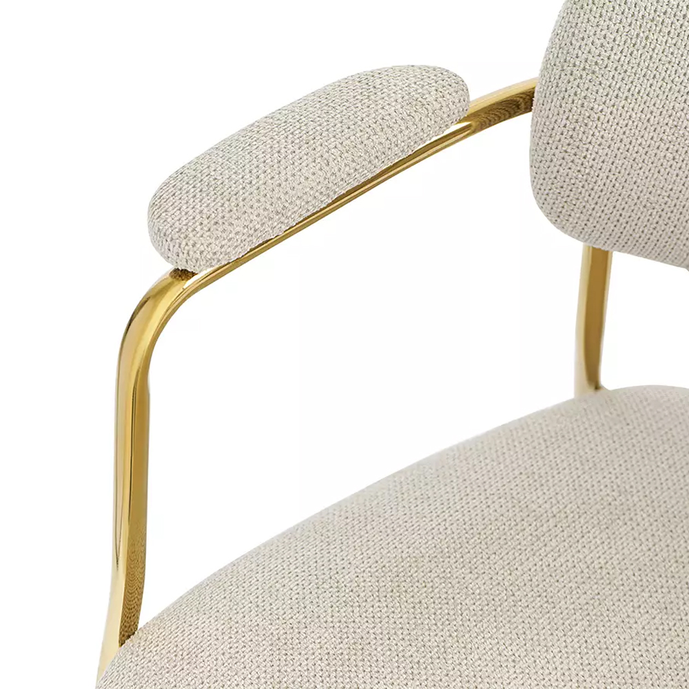 Стул Singer Chair с подлокотниками серый на золотистых ножках