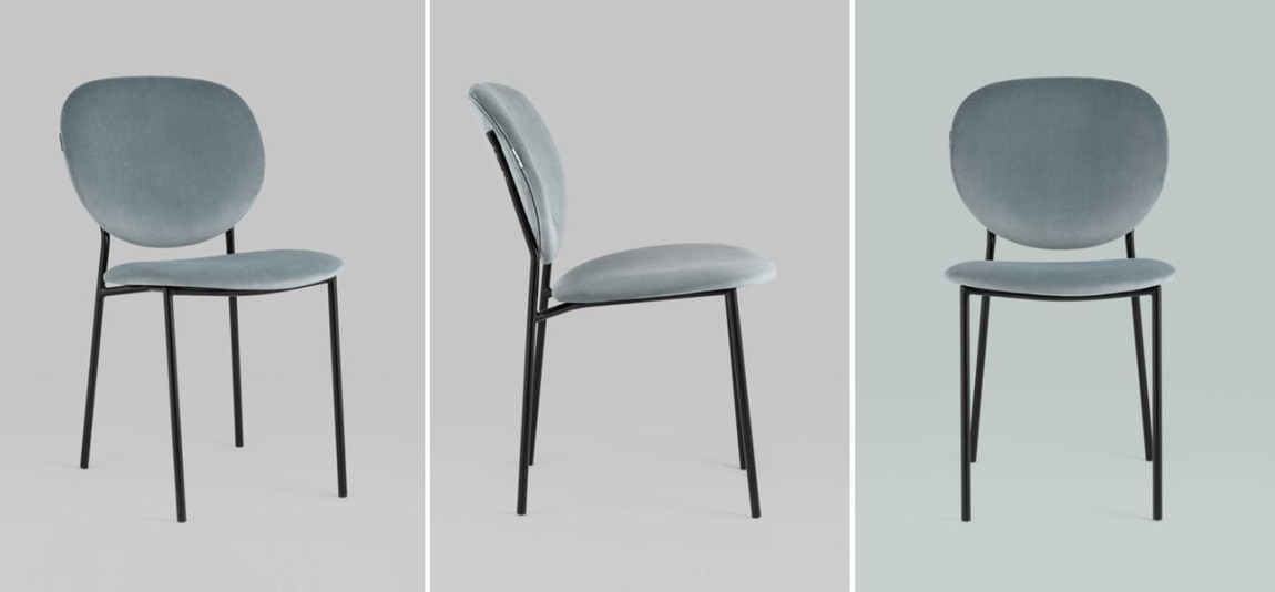 Стул Stanley Chair Пыльно-Голубой Велюр