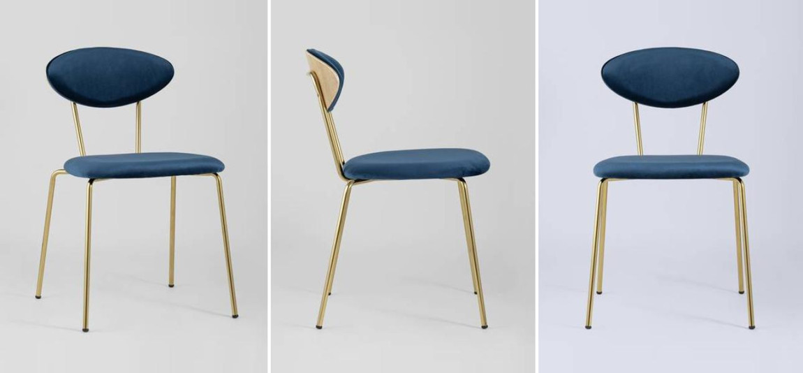 Стул Stanley II Темно-Синий Велюр