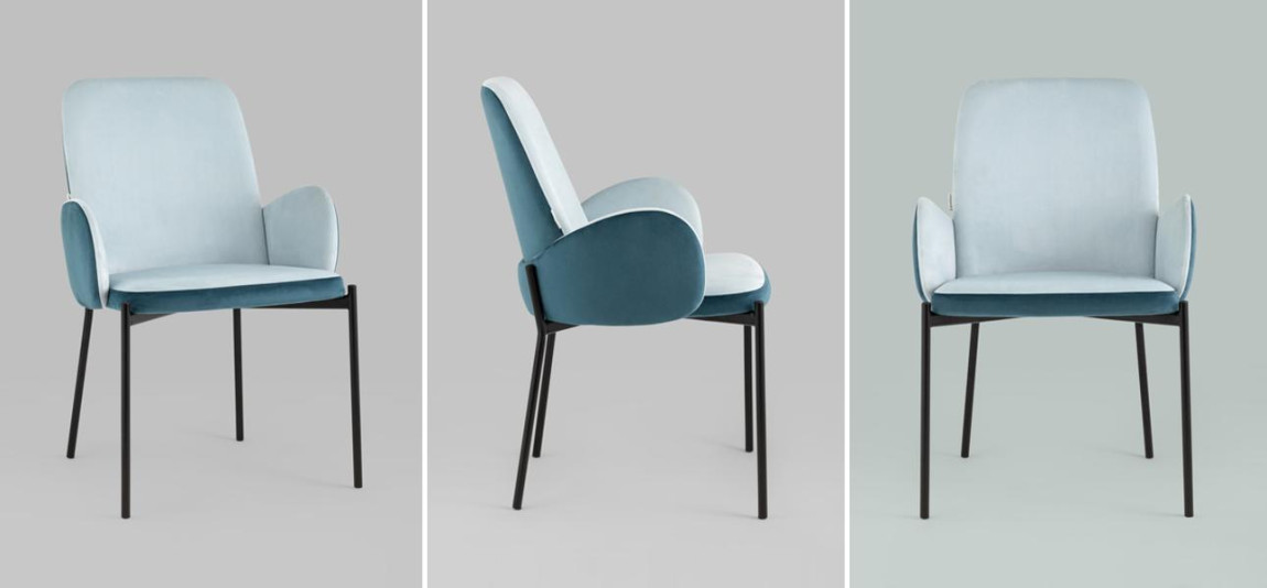 Стул Stanley Голубой Велюр