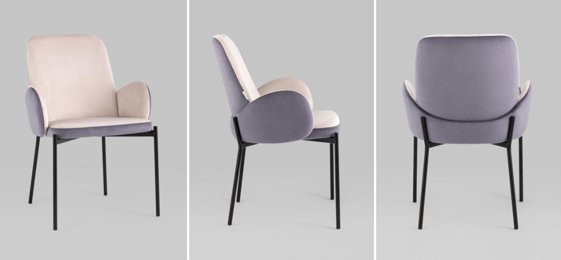 Стул Stanley Розовый Велюр Сиреневая спинка