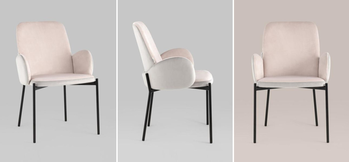 Стул Stanley Светло-Розовый Велюр Серая Спинка