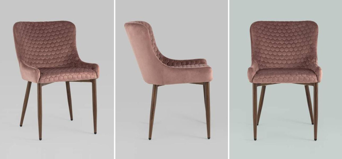 Стул Stitch Honey Chair Пыльно-Розовый Велюр