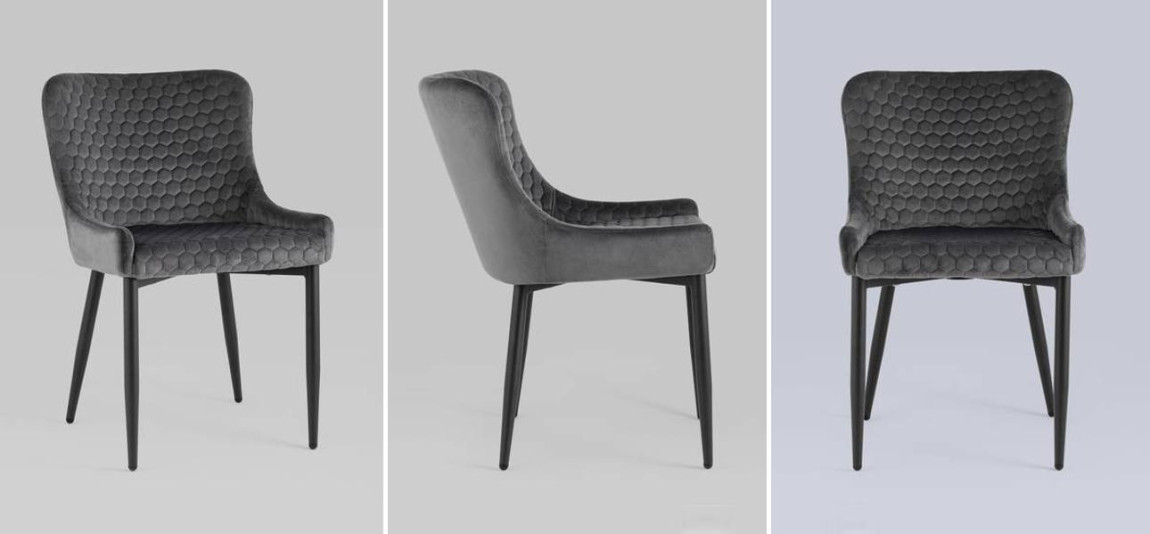 Стул Stitch Honey Chair Серый Велюр