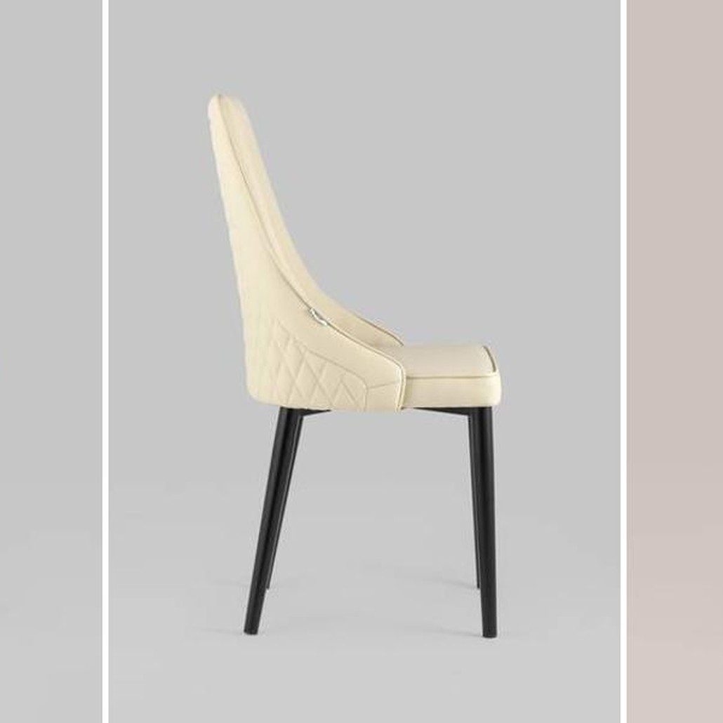 Стул Versailles Chair Кремовая Экокожа Черные ножки