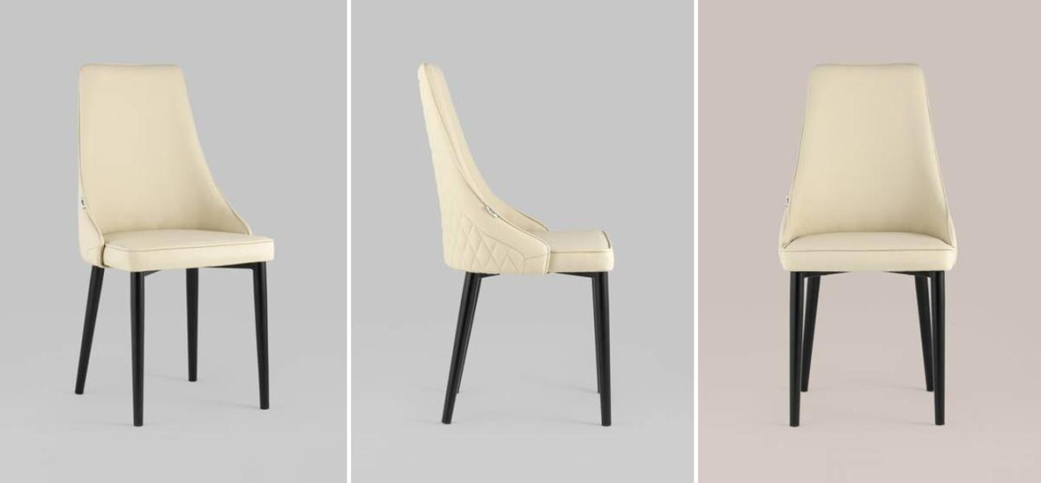 Стул Versailles Chair Кремовая Экокожа Черные ножки