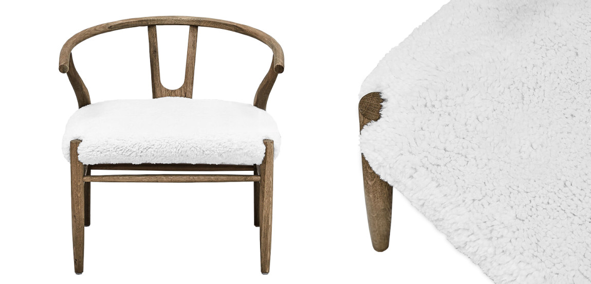 Стул Wishbone Faux Fur Stool