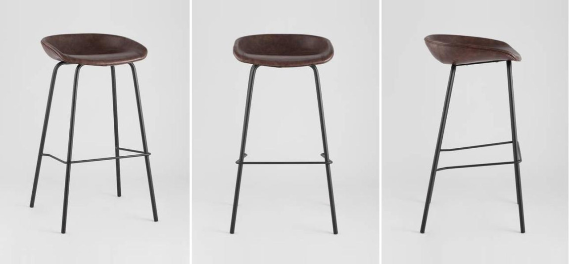 Стул Барный без Спинки Винтажная Коричневыя Экокожа Vendramin Bar Chair