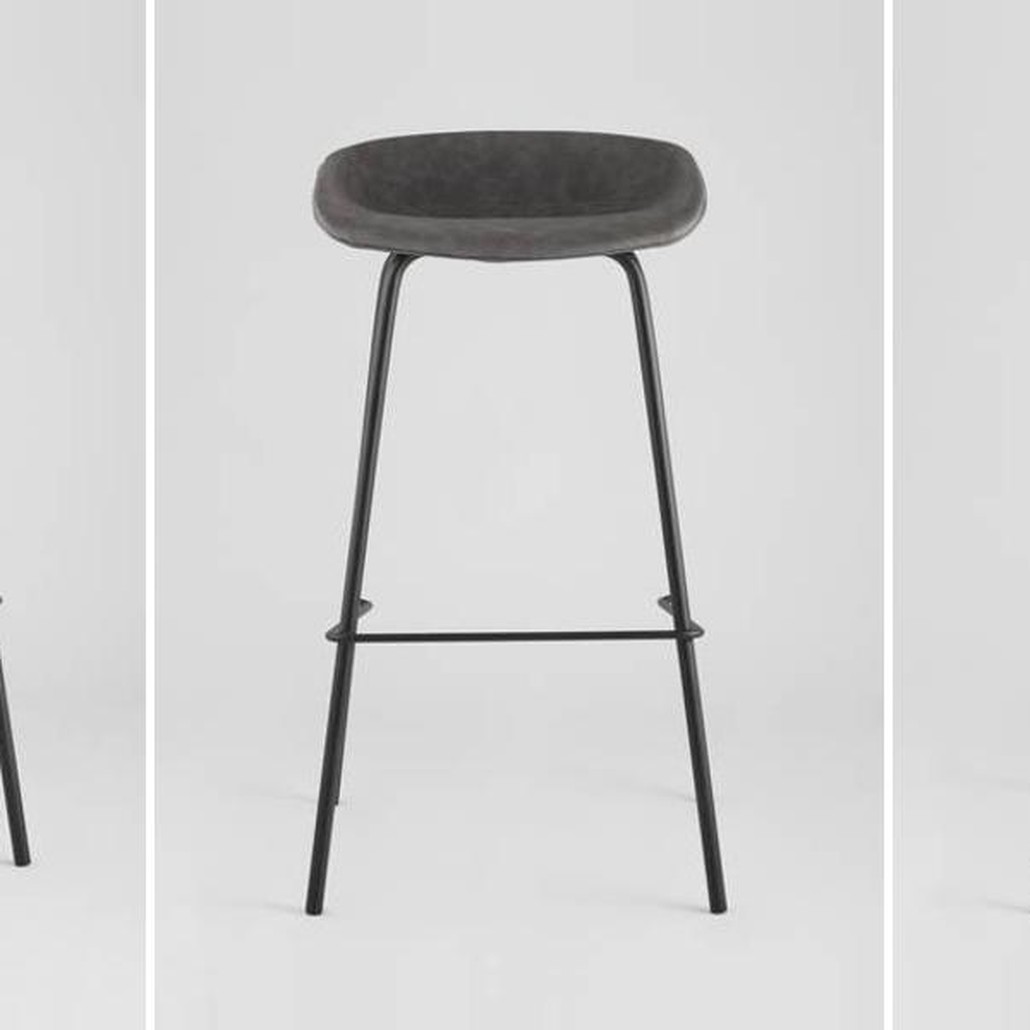 Стул Барный без Спинки Винтажная Серая Экокожа Vendramin Bar Chair
