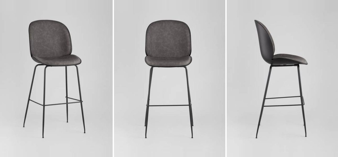 Стул Барный Винтажная Серая Экокожа Vendramin Bar Chair