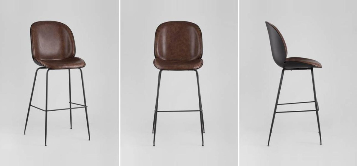 Стул Барный Винтажная Темно-Коричневыя Экокожа Vendramin Bar Chair