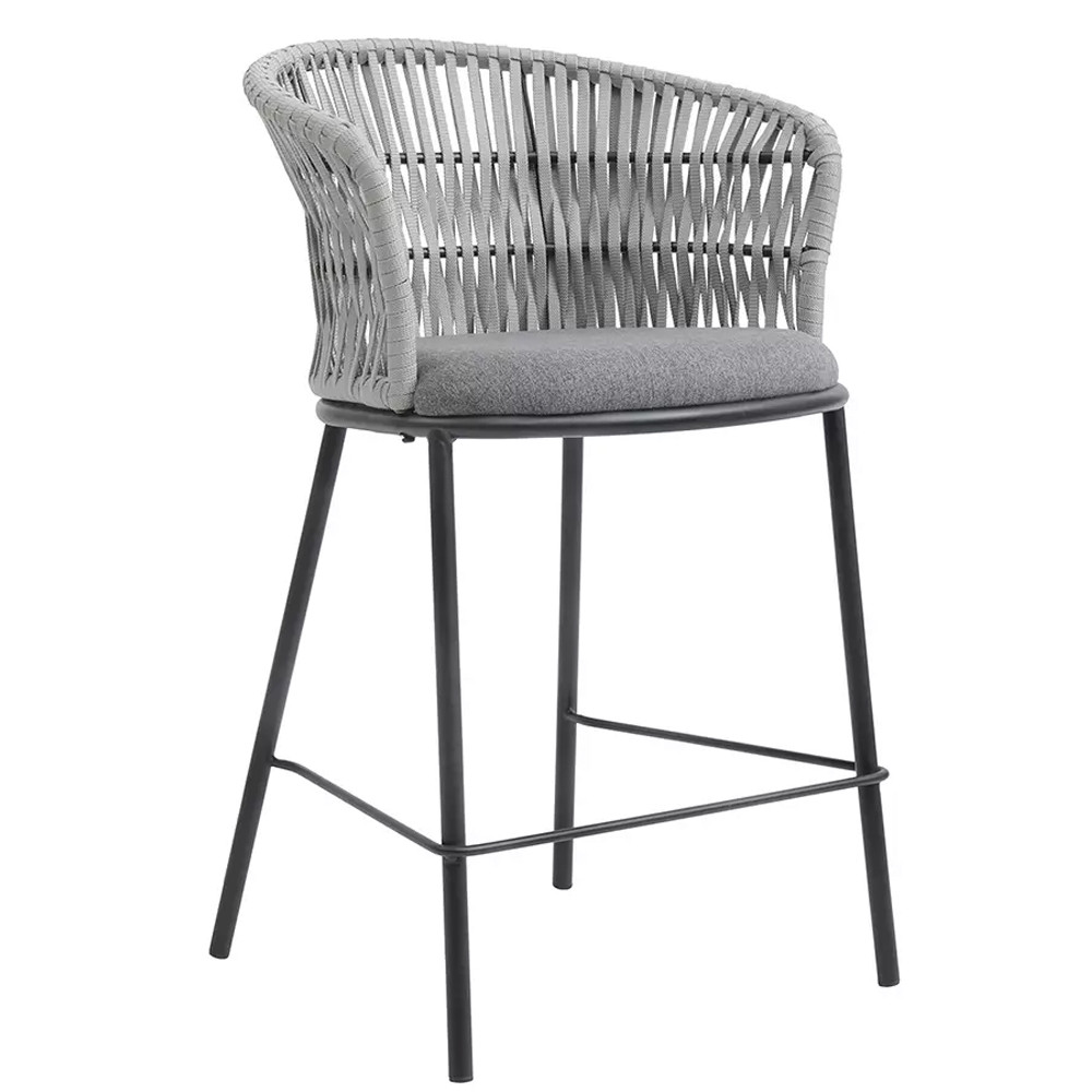 Стул барный с декоративным плетением на спинке и подлокотниках Chair Weave